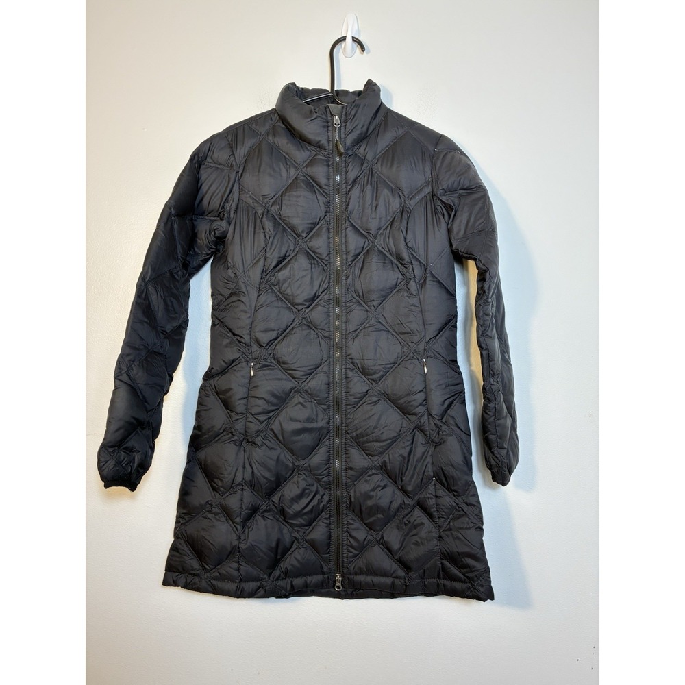 Eddie Bauer Women's Down Full Zip Long Parka Coat Black XS Winter Warm Casual